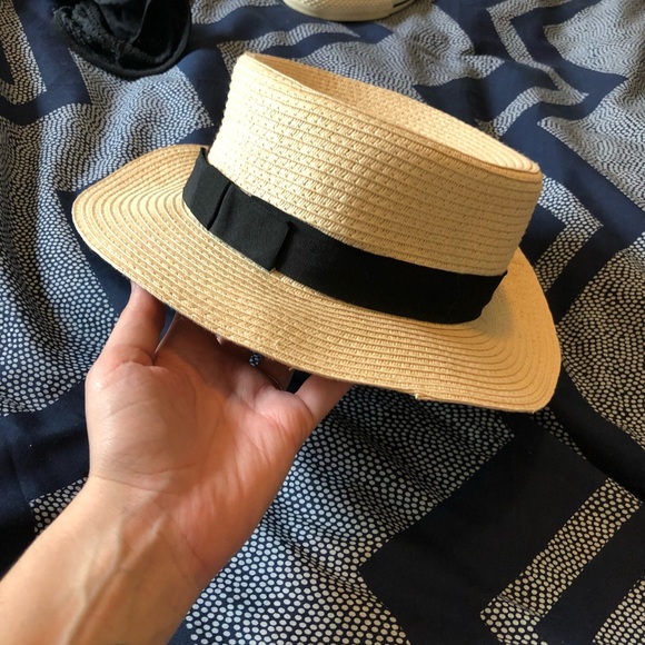 SUMMER HAT WITH BLACK RIBBON AND FLAT BOW - Picture 6 of 8